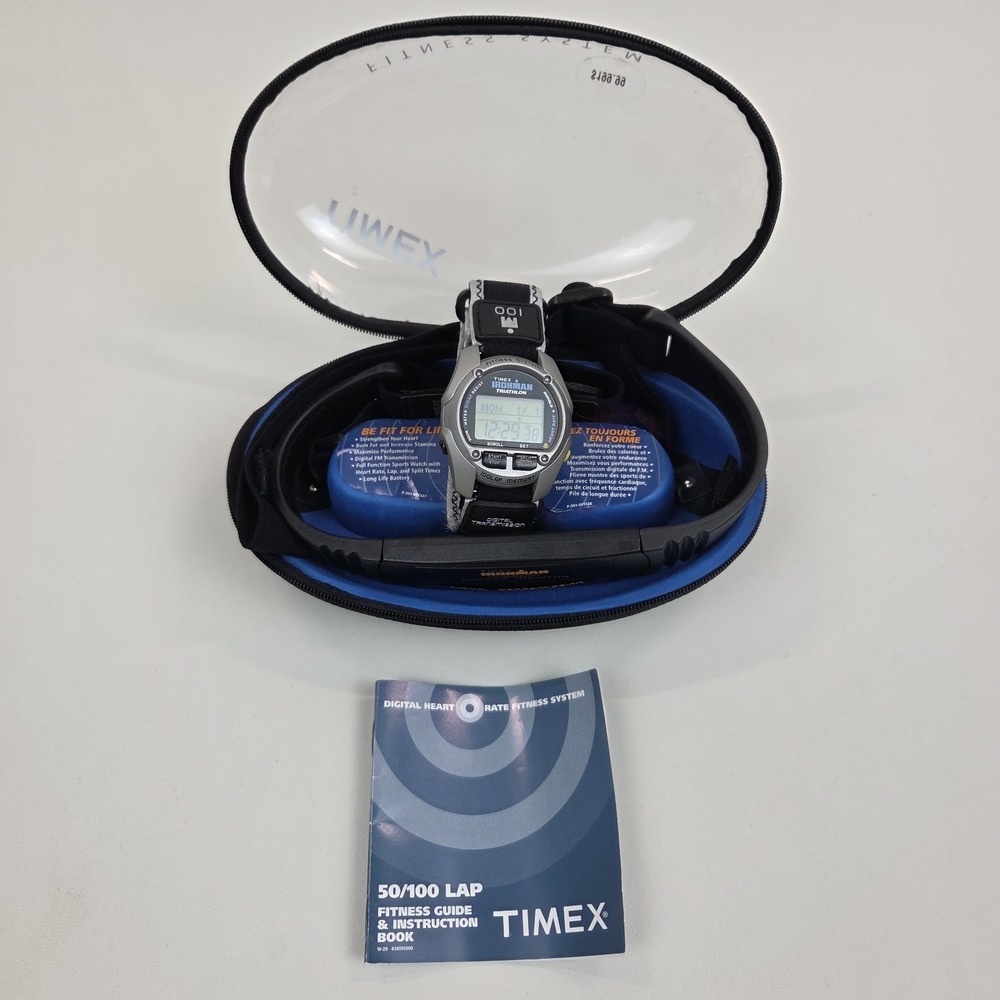 Timex Ironman 50 Lap Triathlon Fitness System Heart Rate Monitor Watch *Read*